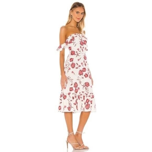 Misa Los Angeles Oona strapless floral midi Dress Abstract Peony 33940 - Picture 3 of 14